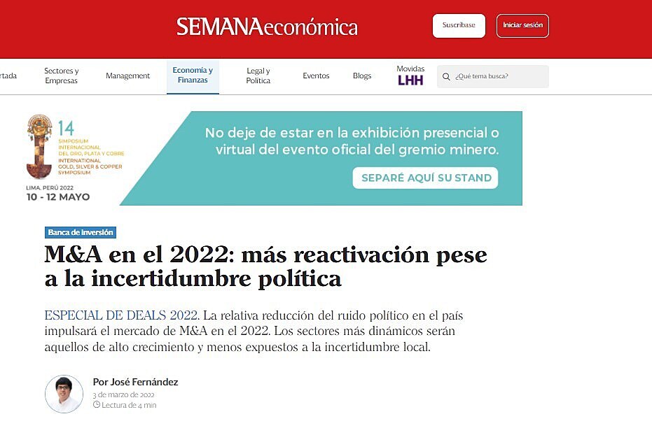 M&A en el 2022: ms reactivacin pese a la incertidumbre poltica